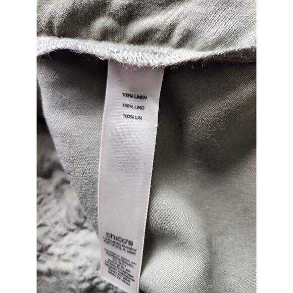 Chico's Artisan Utility Army Jacket Green Sequin Embroidery Detail Linen Large - Picture 12 of 13